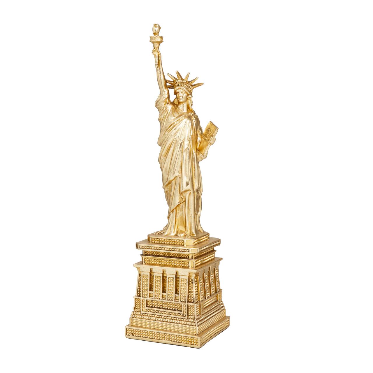 Gold Polystone Traditional Sculpture, 17" x 5" x 4"